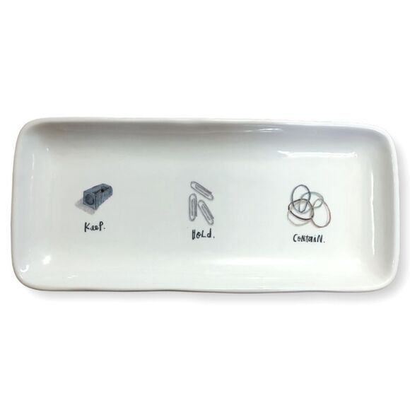 Rae Dunn Other - Rae Dunn 2017 OG Graphic Office Organizer Tray White Ceramic Watercolour